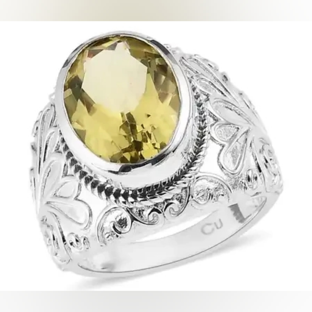 Brazilian Green Gold Quartz Ring In Platinum Over Copper With Magnet 19$